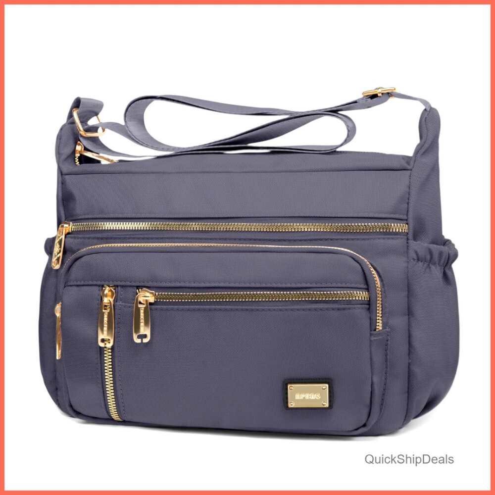 Waterproof Crossbody Shoulder Bag with Multi-Pockets, Adjustable Strap,